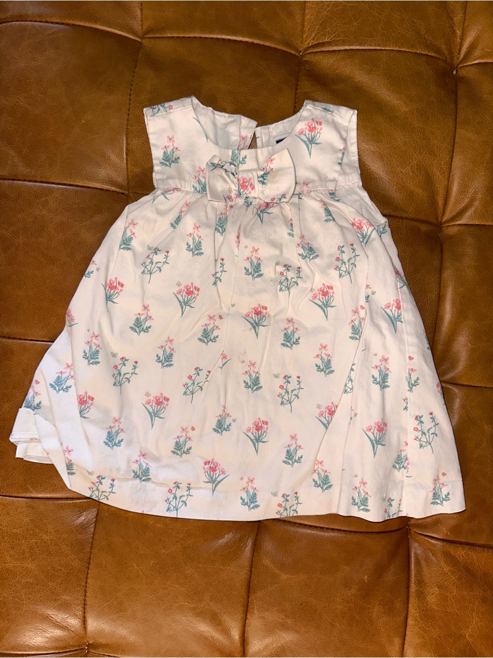Janie and Jack White Dress with Pink and Teal Floral Print and Bow